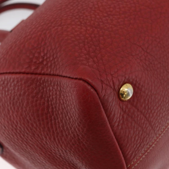 PRADA Handtas Leer 2-weg Rood Goud Auth ka2905