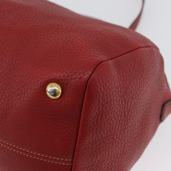 PRADA Handtas Leer 2-weg Rood Goud Auth ka2905
