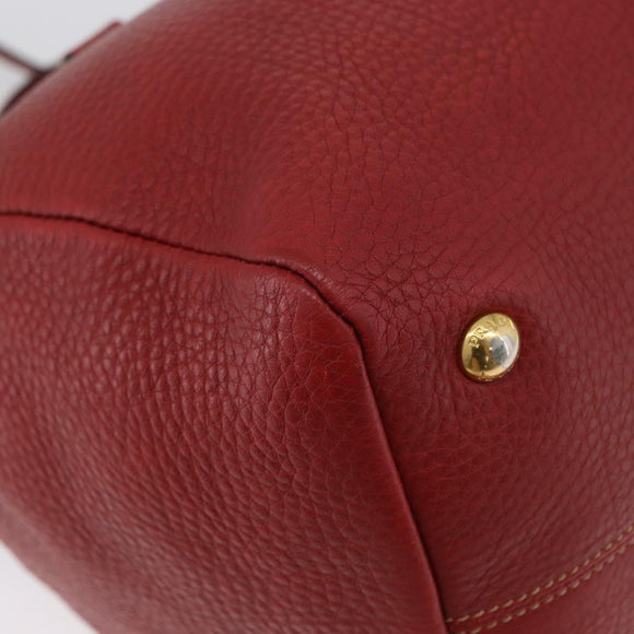 PRADA Handtas Leer 2-weg Rood Goud Auth ka2905