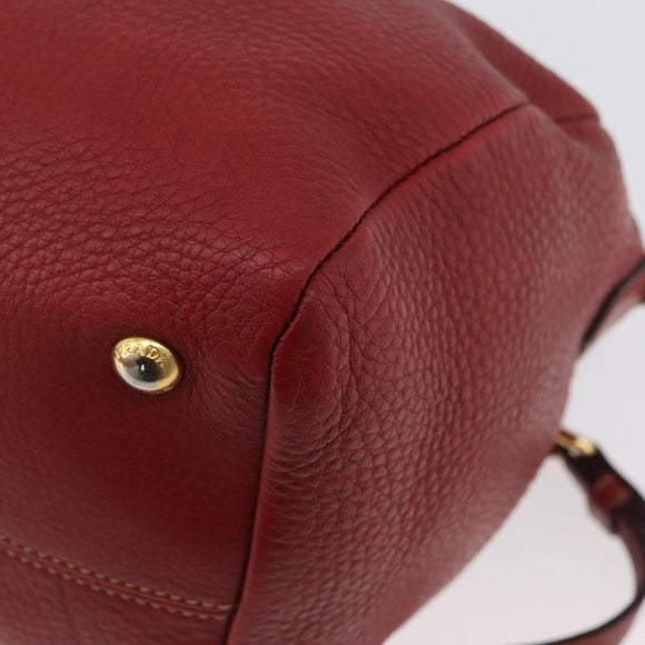 PRADA Handtas Leer 2-weg Rood Goud Auth ka2905