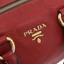 PRADA Handtas Leer 2-weg Rood Goud Auth ka2905-19
