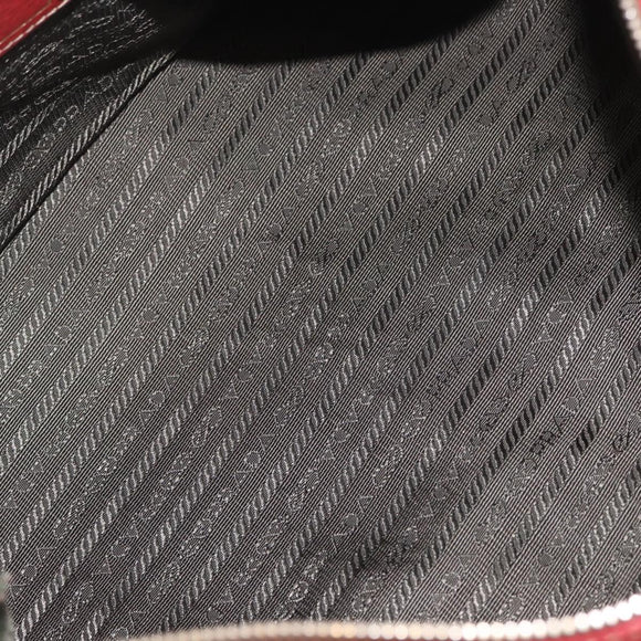 PRADA Handtas Leer 2-weg Rood Goud Auth ka2905