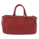 PRADA Handtas Leer 2-weg Rood Goud Auth ka2905-2