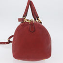 PRADA Handtas Leer 2-weg Rood Goud Auth ka2905-3