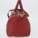 PRADA Handtas Leer 2-weg Rood Goud Auth ka2905-4