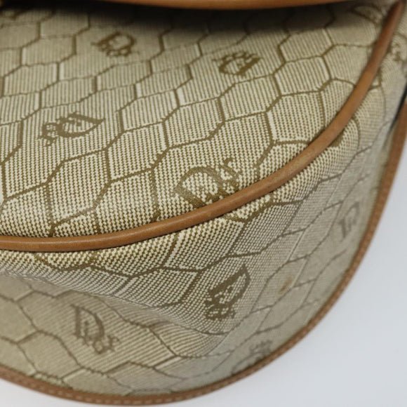Christian Dior Honeycomb Canvas Shoulder Bag PVC Beige Gold Auth ka2907