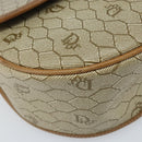 Christian Dior Honeycomb Canvas Shoulder Bag PVC Beige Gold Auth ka2907-14