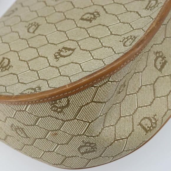 Christian Dior Honeycomb Canvas Shoulder Bag PVC Beige Gold Auth ka2907