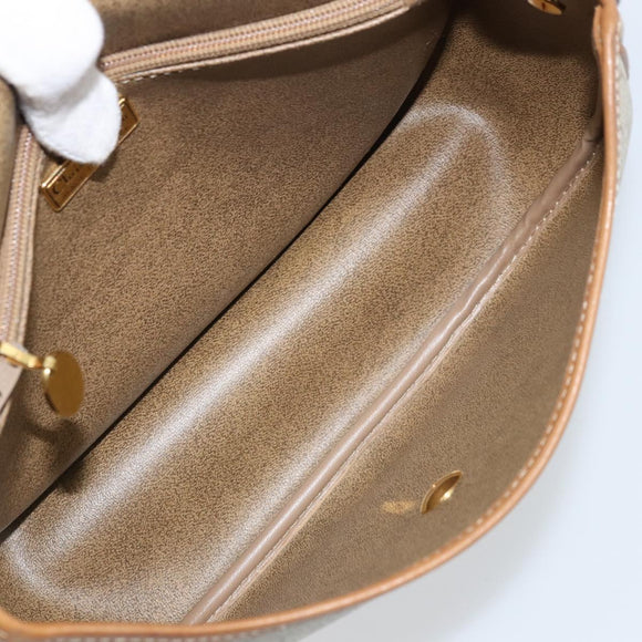 Christian Dior Honeycomb Canvas Shoulder Bag PVC Beige Gold Auth ka2907