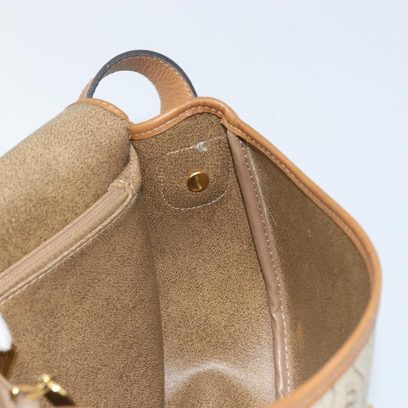 Christian Dior Honeycomb Canvas Shoulder Bag PVC Beige Gold Auth ka2907