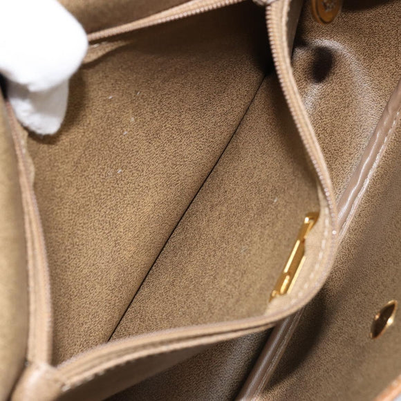 Christian Dior Honeycomb Canvas Shoulder Bag PVC Beige Gold Auth ka2907