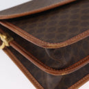 CELINE Macadam Canvas Shoulder Bag PVC Leather Brown Gold Auth ka2908-15