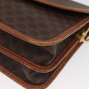 CELINE Macadam Canvas Shoulder Bag PVC Leather Brown Gold Auth ka2908-16