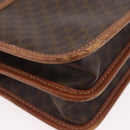 CELINE Macadam Canvas Shoulder Bag PVC Leather Brown Gold Auth ka2908-17