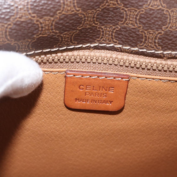 CELINE Macadam Canvas Shoulder Bag PVC Leather Brown Gold Auth ka2908