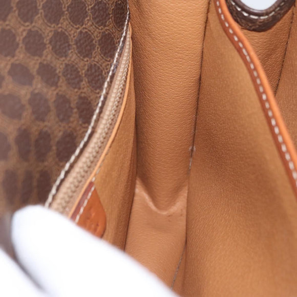 CELINE Macadam Canvas Shoulder Bag PVC Leather Brown Gold Auth ka2908