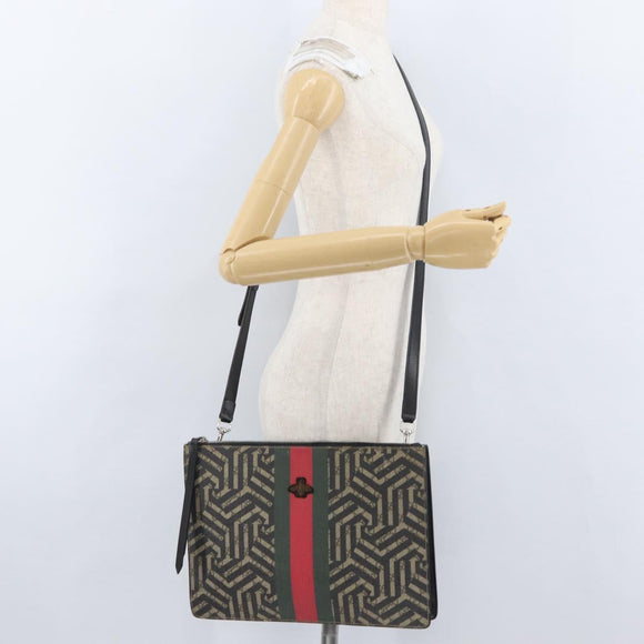 GUCCI GG Caleido Web Sherry Line Bag PVC Beige Silver 429004 Auth ka2910