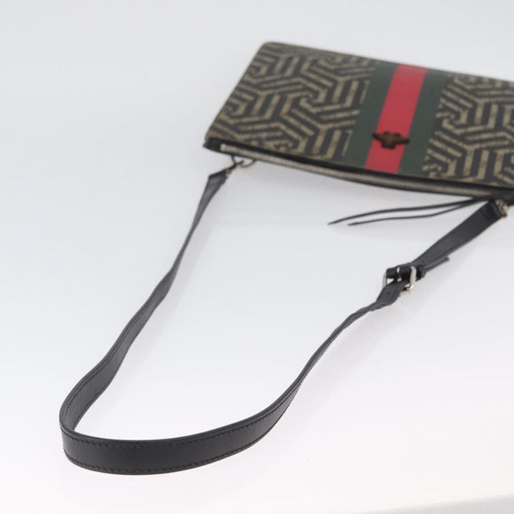 GUCCI GG Caleido Web Sherry Line Bag PVC Beige Silver 429004 Auth ka2910