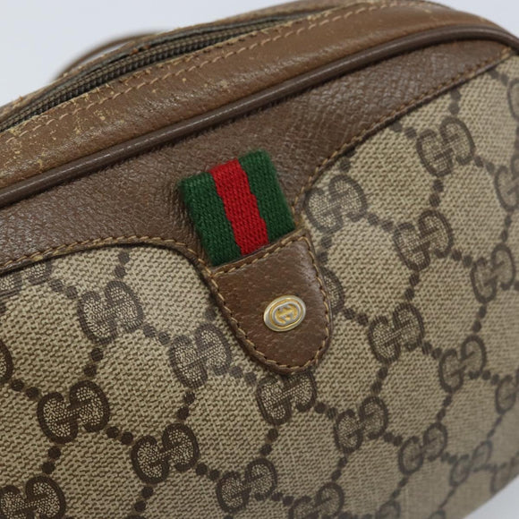 GUCCI GG Supreme Web Sherry Line Bag PVC Beige Gold 89 02 066 Auth ka2912