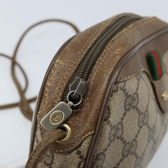 GUCCI GG Supreme Web Sherry Line Bag PVC Beige Gold 89 02 066 Auth ka2912