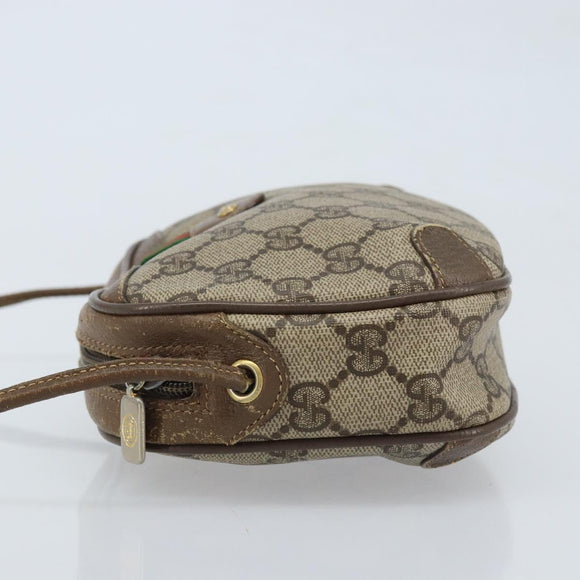 GUCCI GG Supreme Web Sherry Line Bag PVC Beige Gold 89 02 066 Auth ka2912
