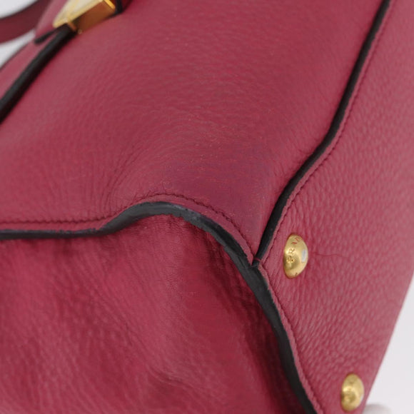 PRADA Hand Bag Leather 2way Pink Gold Auth ka2915