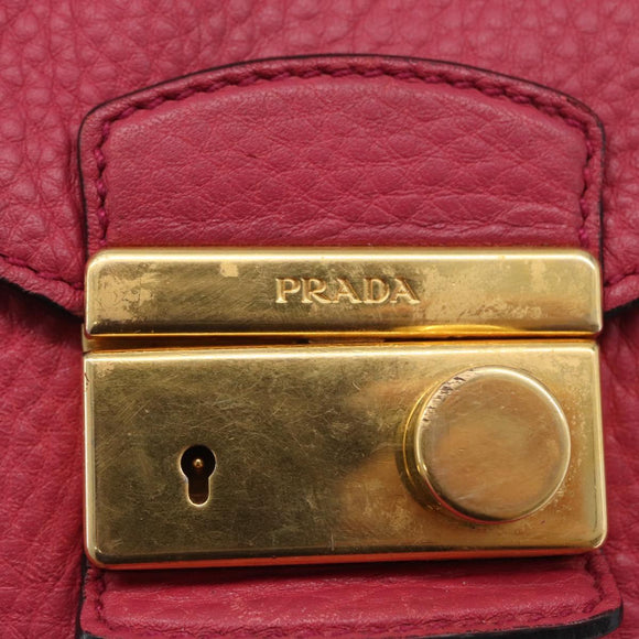 PRADA Hand Bag Leather 2way Pink Gold Auth ka2915