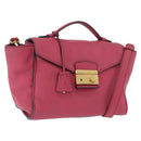 PRADA Hand Bag Leather 2way Pink Gold Auth ka2915-1