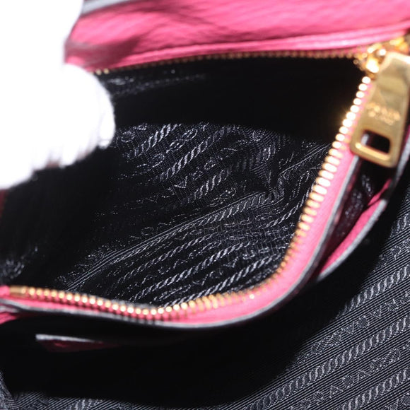 PRADA Hand Bag Leather 2way Pink Gold Auth ka2915