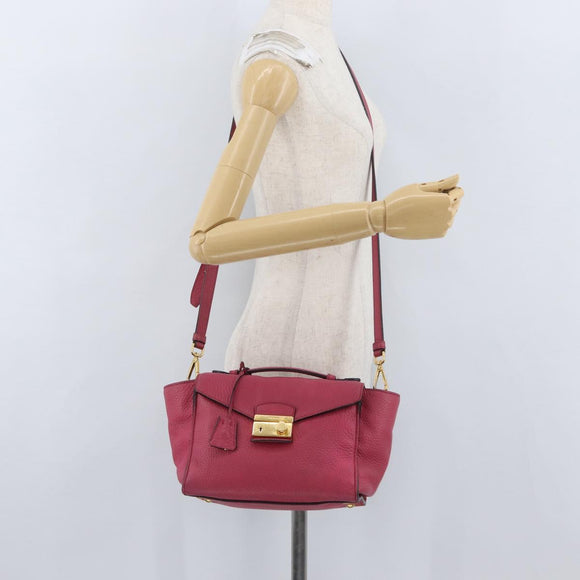 PRADA Hand Bag Leather 2way Pink Gold Auth ka2915