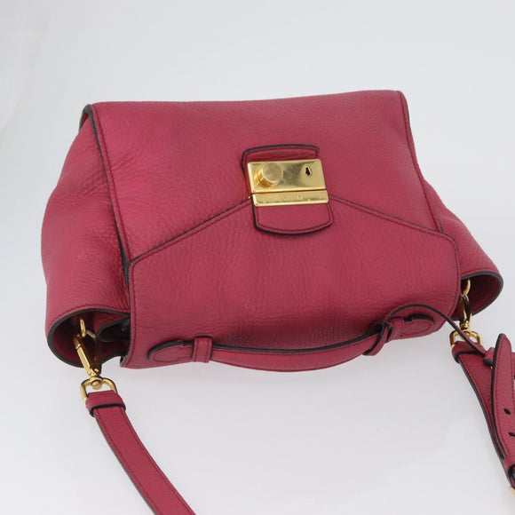 PRADA Hand Bag Leather 2way Pink Gold Auth ka2915