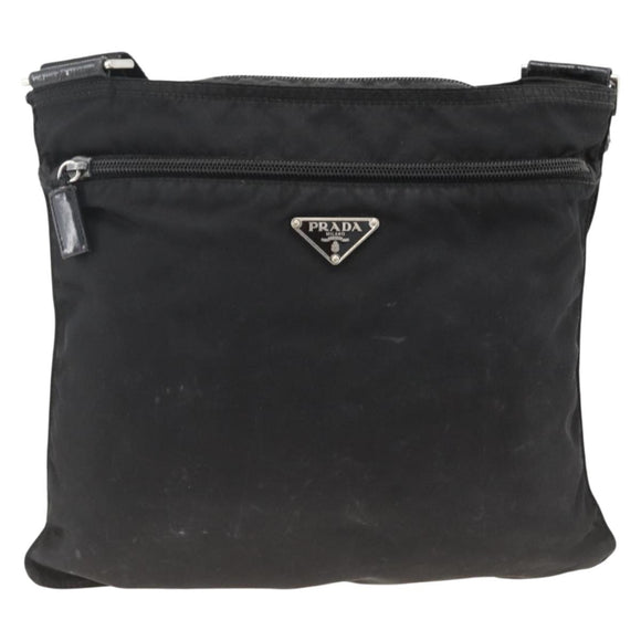 PRADA Shoulder Bag Nylon Black Silver Auth ka2916