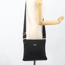 PRADA Shoulder Bag Nylon Black Silver Auth ka2916-23