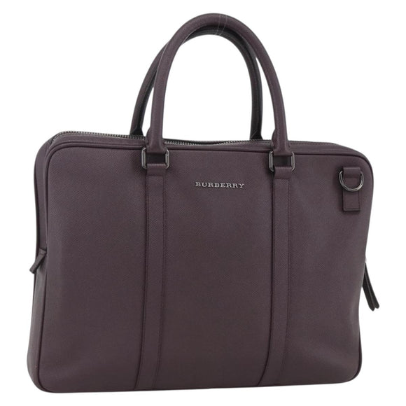 BURBERRY Hand Bag Leather Purple Silver Auth ka2917