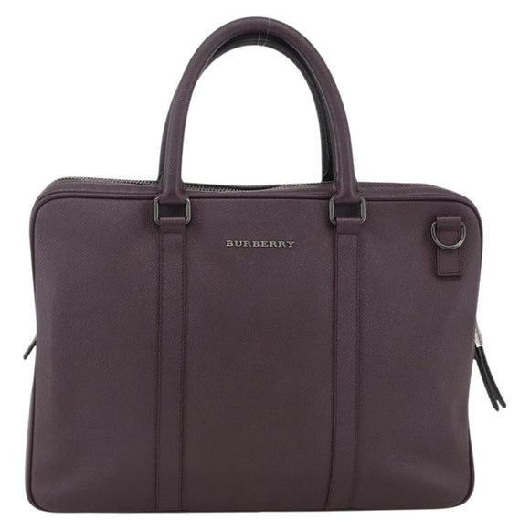 BURBERRY Hand Bag Leather Purple Silver Auth ka2917