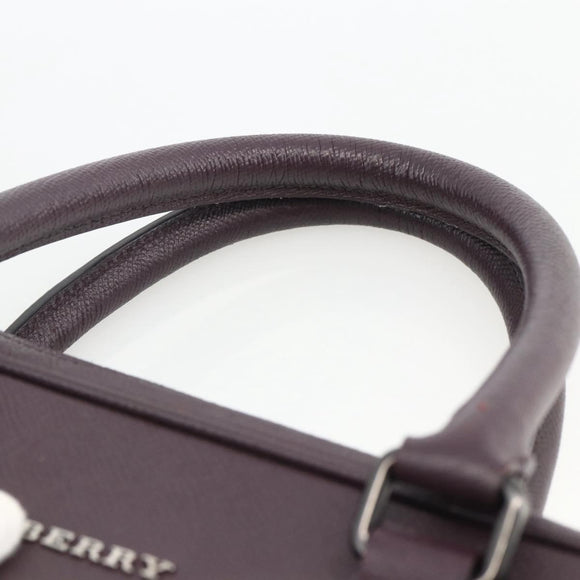BURBERRY Hand Bag Leather Purple Silver Auth ka2917