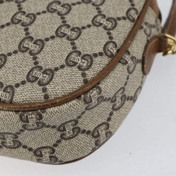 GUCCI GG Plus Supreme Shoulder Bag PVC Beige Gold Auth ka292