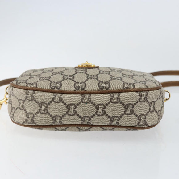 GUCCI GG Plus Supreme Shoulder Bag PVC Beige Gold Auth ka292
