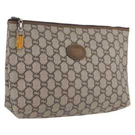 GUCCI GG Plus Supreme Clutch Bag PVC Beige Auth ka2920