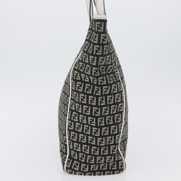 FENDI Zucchino Canvas Tote Bag Black Gray Auth ka2926
