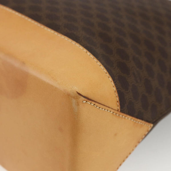 CELINE Macadam Canvas Tote Bag PVC Leather Brown Gold Auth ka2928