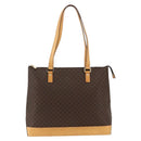 CELINE Macadam Canvas Tote Bag PVC Leather Brown Gold Auth ka2928-2