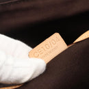 CELINE Macadam Canvas Tote Bag PVC Leather Brown Gold Auth ka2928-20