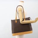 CELINE Macadam Canvas Tote Bag PVC Leather Brown Gold Auth ka2928-21