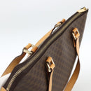 CELINE Macadam Canvas Tote Bag PVC Leather Brown Gold Auth ka2928-6