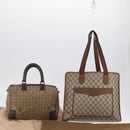 GUCCI Celine GG Supreme C Sulky Hand Bag PVC Canvas 2 Set Beige Auth ka2929-23
