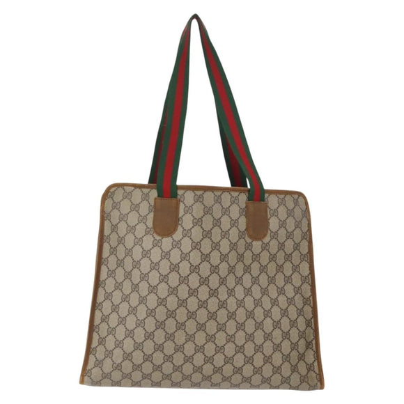 GUCCI Celine GG Supreme C Sulky Hand Bag PVC Canvas 2 Set Beige Auth ka2929