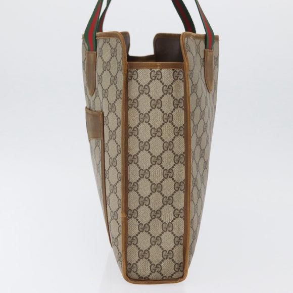 GUCCI Celine GG Supreme C Sulky Hand Bag PVC Canvas 2 Set Beige Auth ka2929