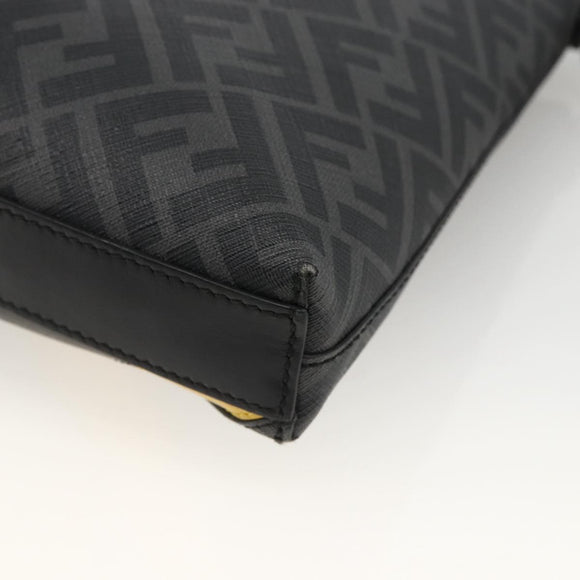 FENDI Zucca Canvas Shoulder Bag PVC Black Silver Auth ka2933