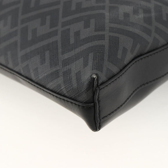 FENDI Zucca Canvas Shoulder Bag PVC Black Silver Auth ka2933